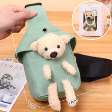 Load image into Gallery viewer, 82602AC- Bear canvas bag crossbody backpack 
