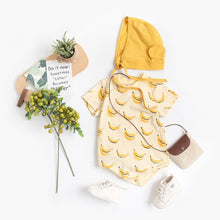 Load image into Gallery viewer, BRS1044LS-Summer pure cotton banana pineapple print bodysuit + hat cover 
