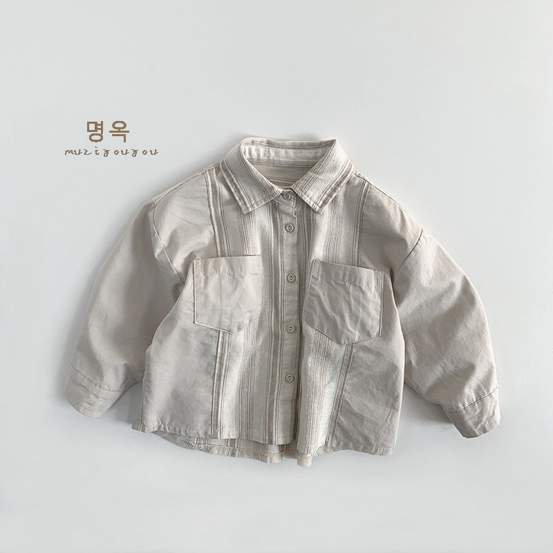 25022SE-春秋季簡約撞色長袖襯衫