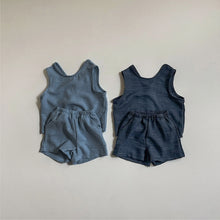 Load image into Gallery viewer, Y8528TG-Summer two-sided woven sleeveless T-shirt + shorts two-piece set 
