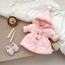 Load image into Gallery viewer, H10331SE-冬季加厚蝴蝶結連帽棉服外套
