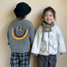 Load image into Gallery viewer, DW240142SE-Autumn and winter children&#39;s cashmere big smiley face fur top coat
