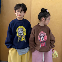 將圖片載入圖庫檢視器 2025D218SE-冬季韓版加厚頭巾狗狗印花休閒圓領上衣
