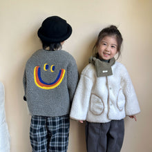 Load image into Gallery viewer, DW240142SE-Autumn and winter children&#39;s cashmere big smiley face fur top coat
