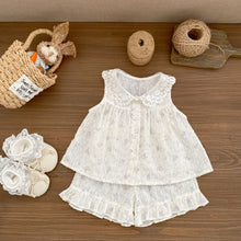 將圖片載入圖庫檢視器 H10791TG-夏季｜碎花蕾絲領｜短褲套裝
