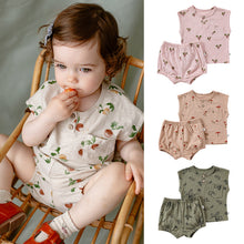 Load image into Gallery viewer, D24329TG-Summer Nordic style pure cotton sleeveless children&#39;s printed two-piece suit 
