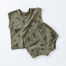 Load image into Gallery viewer, D24329TG-Summer Nordic style pure cotton sleeveless children&#39;s printed two-piece suit 
