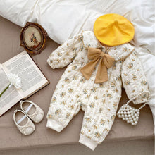 將圖片載入圖庫檢視器 K2801LS-冬季碎花蝴蝶結加絨連體爬服
