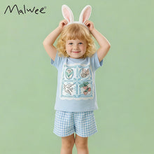 將圖片載入圖庫檢視器 111007TG-夏季圓領上衣格紋短褲套裝
