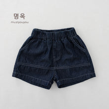 將圖片載入圖庫檢視器 26133PA-夏季｜條紋牛仔｜兒童五分短褲
