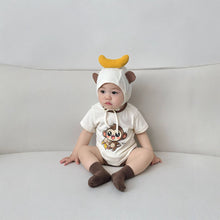 Load image into Gallery viewer, 51408LS-Summer short-sleeved little monkey eating banana shape bodysuit + hat 
