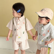 Load image into Gallery viewer, XZ260915TG-夏季｜條紋簡約｜襯衫套裝
