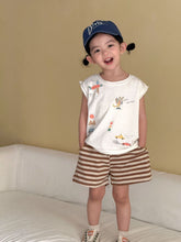 將圖片載入圖庫檢視器 XZ260944TG-夏季｜純棉條紋｜背心短褲套裝
