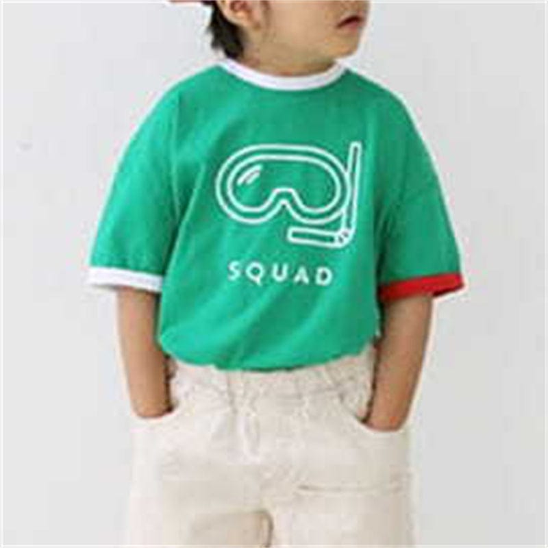 24D288SE-2022 Summer New Korean Style Tops ins Style Personality Abstract Graffiti Letters Contrast Color Short Sleeve T-shirt