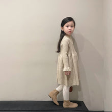 Load image into Gallery viewer, ZM22069DS-Girls&#39; Lotus Sleeve Knitted Dress Solid Color Dress

