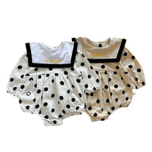 Load image into Gallery viewer, WH91203LS- Korean style baby girl triangle bodysuit 0-2 years old big collar polka dot print baby romper climbing clothes Angel 
