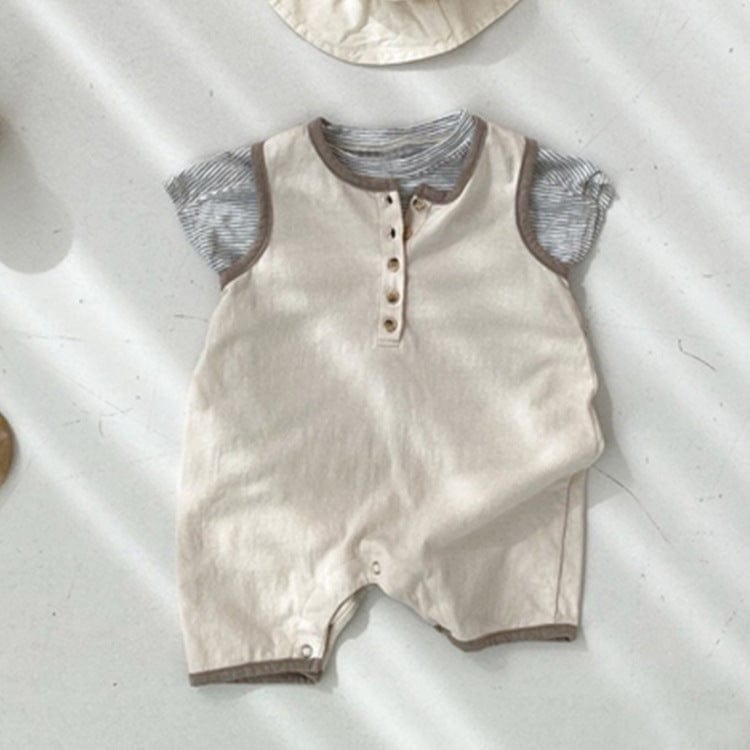 23D774LS-兒童韓版新款夏裝連身衣男女嬰幼寶寶休閒舒適圓領無袖哈衣爬服