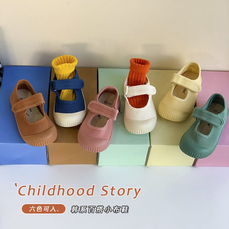1202AC-韓系兒童帆布鞋春秋新款幼兒園男女童魔術貼小白鞋