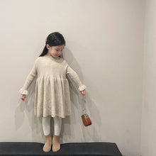 Load image into Gallery viewer, ZM22069DS-Girls&#39; Lotus Sleeve Knitted Dress Solid Color Dress
