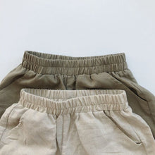 將圖片載入圖庫檢視器 1038PA-基礎款棉麻質感~韓國兒童亞麻熱褲薄款男女童日系水洗短褲洋氣潮
