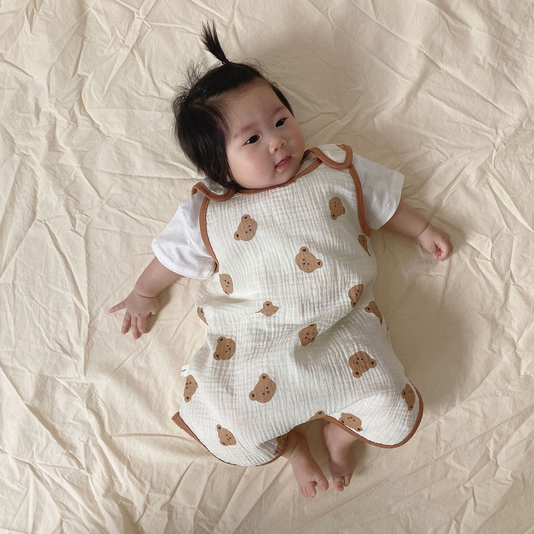 WH3055AC-2022寶寶爬純棉紗布睡袋無袖背心新生兒童防踢被嬰兒夏季薄款現貨