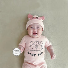 Load image into Gallery viewer, 32314LS-Summer piggy print bodysuit + hat two-piece set
