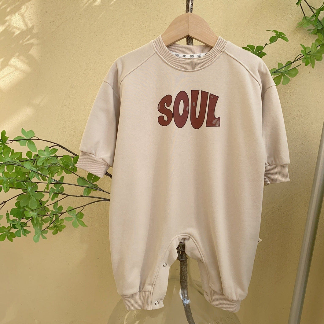 6001LS-春季韓版SOUL字母印花長袖爬服