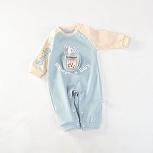 Load image into Gallery viewer, km1656LS-Spring and Autumn Pearl Milk Tea Contrast Color Long Sleeve Climbing Suit 
