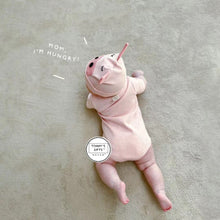 Load image into Gallery viewer, 32314LS-Summer piggy print bodysuit + hat two-piece set
