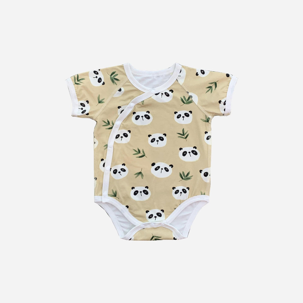 6945LS-Summer thin boneless short-sleeved animal full-print triangle bodysuit 