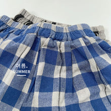 將圖片載入圖庫檢視器 1199PA-夏季韓版棉麻格子寬鬆五分褲
