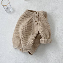 Load image into Gallery viewer, WH91202LS-ins children&#39;s spring and autumn new Korean version infant baby simple knitted romper loose pullover long sleeve triangle climbing
