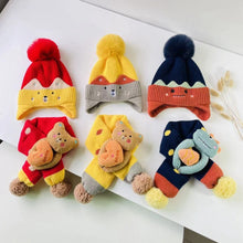 Load image into Gallery viewer, DJ16AC-Autumn and winter warm wool hat + animal scarf two-piece set

