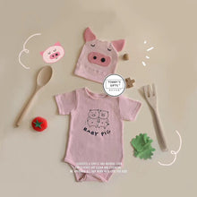 Load image into Gallery viewer, 32314LS-Summer piggy print bodysuit + hat two-piece set
