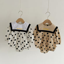 Load image into Gallery viewer, WH91203LS- Korean style baby girl triangle bodysuit 0-2 years old big collar polka dot print baby romper climbing clothes Angel 
