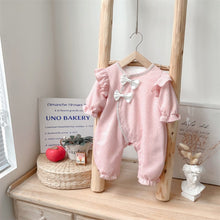 Load image into Gallery viewer, 2303224LS-Sweet autumn bowknot romper with a hint of fragrance
