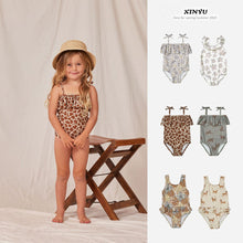 Load image into Gallery viewer, 6932LS-High elastic full-print flower animal girls sling triangle swimsuit (pre-sale delivery after 3/10) 
