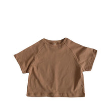將圖片載入圖庫檢視器 1016SE-韓版基礎短袖T卹2022夏季兒童純色蝙蝠袖T恤衫男女童圓領打底寬鬆
