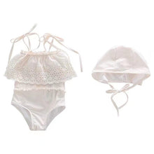 Load image into Gallery viewer, WH70406LS-ins girls one-piece swimsuit hollow lace lace strap swimsuit
