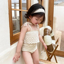 Load image into Gallery viewer, WH70406LS-ins girls one-piece swimsuit hollow lace lace strap swimsuit
