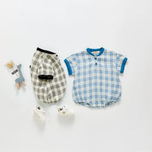 將圖片載入圖庫檢視器 212H10LS-嬰幼兒休閒洋氣三角包屁衣爬服格子短袖連體哈衣
