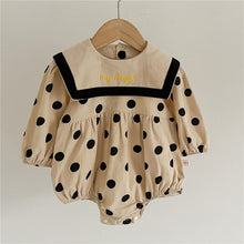 Load image into Gallery viewer, WH91203LS- Korean style baby girl triangle bodysuit 0-2 years old big collar polka dot print baby romper climbing clothes Angel 
