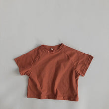 將圖片載入圖庫檢視器 1016SE-韓版基礎短袖T卹2022夏季兒童純色蝙蝠袖T恤衫男女童圓領打底寬鬆
