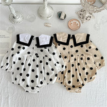 Load image into Gallery viewer, WH91203LS- Korean style baby girl triangle bodysuit 0-2 years old big collar polka dot print baby romper climbing clothes Angel 
