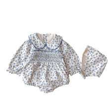 Load image into Gallery viewer, 223H39LS-Korean autumn style 2022 infant crawling clothes long-sleeved small floral waist romper baby girl hooded jumpsuit
