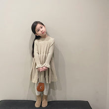 Load image into Gallery viewer, ZM22069DS-Girls&#39; Lotus Sleeve Knitted Dress Solid Color Dress

